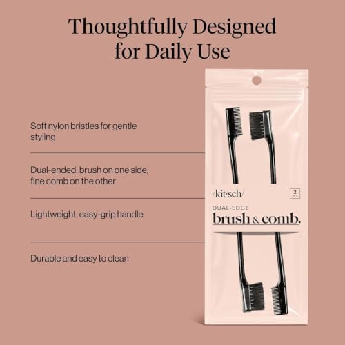 Kitsch Double Sided Edge Brush for Women – 2 Pcs, Black - Image 4