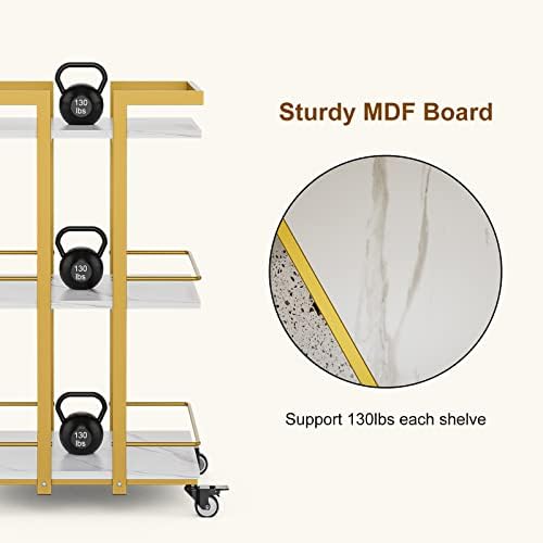 Paddie Esthetician Cart with Wheels, Salon Lash Spa Rolling Trolley Cart, White & Gold - Image 6