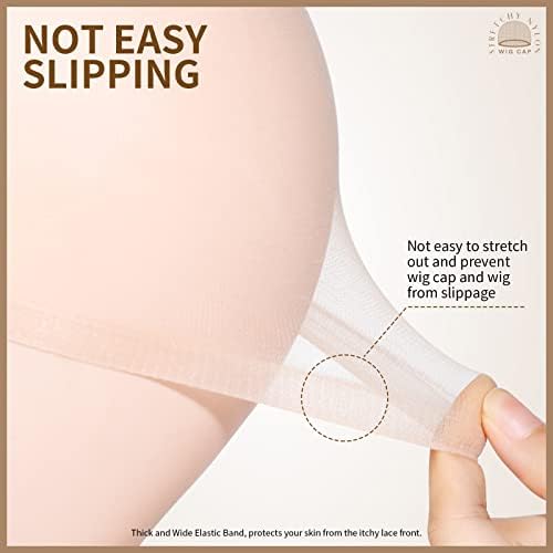 Teenitor 20PCS Wig Caps, Stretchy Thin and Transparent Wig Cap, Breathable Wig Cap for Lace Front Wig, Invisible Stocking Caps for Wigs, Bald Cap for Wig, Beige - Image 5