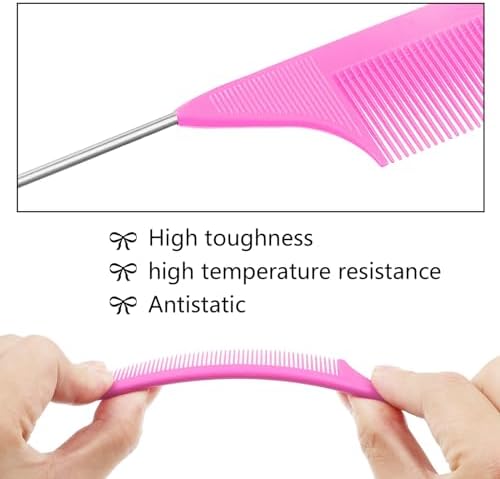 Patelai 12 Pcs Parting Combs Set Rat Tail Combs for Braiding, Pink - Image 3