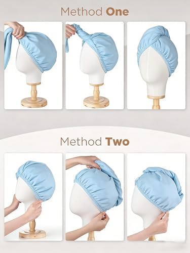3 Pack Microfiber Hair Towel Wrap for Women, Fast Drying Hair Turban with Button, Anti-Frizz Large Hair Towel for All Hair Styles, Soft & Absorbent Hair Drying Towel - Image 5