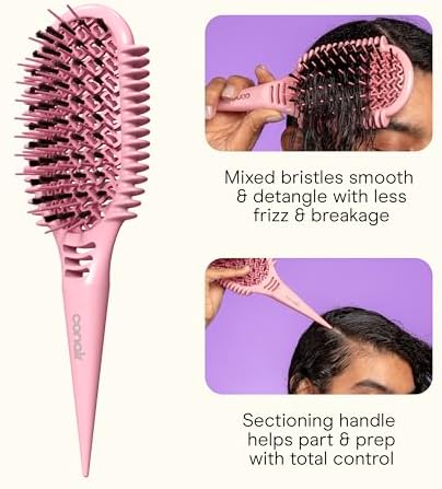 Conair Curl Define Detangler Brush Set, Large & Mini for Tight Curls, Pink - Image 4