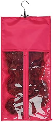 2 Packs Satin Wig Bags Storage with Hangers (23.6in x 11.4in,Rose red #1) - Image 2