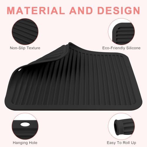 Silicone Heat Resistant Mat for Hair Tools, Oversize, Black - Image 4