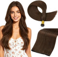 Full Shine Genius Weft Hair Extensions Warm Chestnut Brown 22 Inch 60g by FullShine