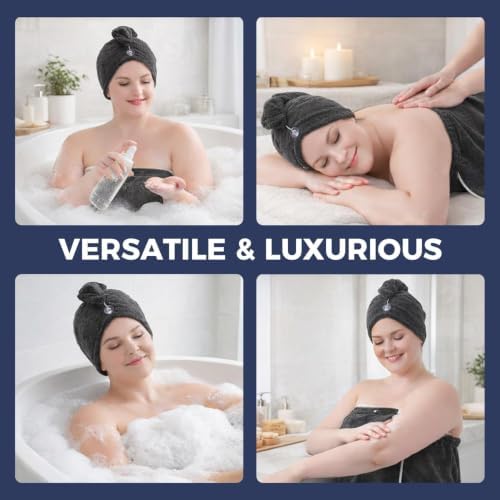 Oversized Bath Towel Wrap for Women with Plus Size Hair Dry Towel Set - Image 7