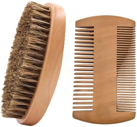 Boar Bristle Beard Brush & Dual‑Side Walnut Comb Set – 100% Pure Boar Hair & Hardwood Handle – Ideal for Men’s Beard, Hair & Wave Styling, Smooth, Detangle, Shave Pre‑Prep, Travel Friendly by Unknown