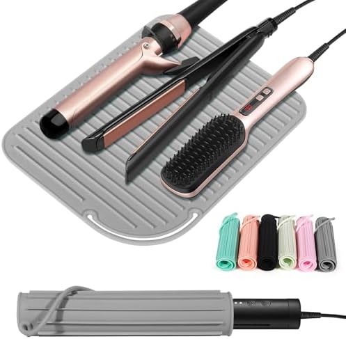 Heat Resistant Mat Large Silicone Hot Hair Tools Holder for Curling Irons Flat Iron Hair Straightener Mat Portable Vanity Pad Accessories/Organizer by Quccefods