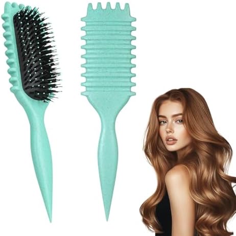 Curl Defining Hair Brush, 2025 Flash Hair Styling Brush for Curly Hair, Shaping & Defining Curls for Women（Green) by iDAOLI