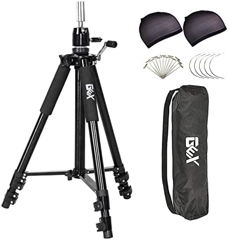 GEXWORLDWIDE GEX 63" Heavy Duty Mannequin Tripod Stand for Wig Cosmetology Training Practice Doll Manikin Head Tripod Wig Stand With Travel Bag (Black) by GEXWORLDWIDE