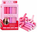 My Beauty Spot Flexi Rods Foam Hair Rollers 3/4" 5/8" and 1" Diameter Professional Salon Quality 18 Pcs Rubber Hair Rollers for Long, Medium and Short Hair (Pink) by My+Beauty+Spot