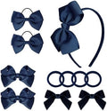 baotongle 11pcs Navy Blue School Hair Accessories Set Uniform Hair Bow Headband Clips Hair Ties Curly Bows for Little Toddler School Girls(Navy Blue) by baotongle