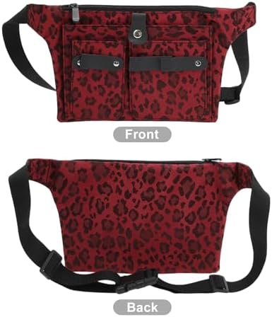 VOCOSTE Hairdresser Scissor Bag, Barber Canvas Waist Pouch, Leopard Red - Image 4