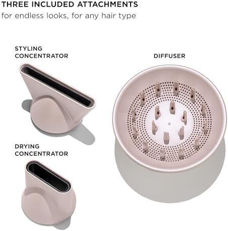 T3 LuxeDry Ionic Hair Dryer Set, Blow Dryer with Diffuser for Curly, Wavy & All Hair Types, Drying & Styling Concentrators, 3 Heat & 2 Speed Settings, Cool Shot, Frizz-Free Shine - Image 2