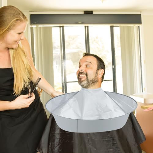 2PCS Hair Catcher for Haircuts, Foldable Hair Cutting Cape Umbrella, Waterproof Haircut Cape for Adults, Hair Trimming Catcher for Salon or Home Hair Cutting (Light Grey) - Image 7