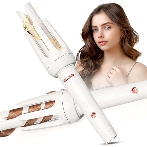 Auto Hair Curler, Automatic Curling Iron with 4 Temperature & 3 Timer, Automatic Shut-Off, Anti-Scald, Anti-Tangle Rotating Curling Wand for Hair Styling, White by BILITOK