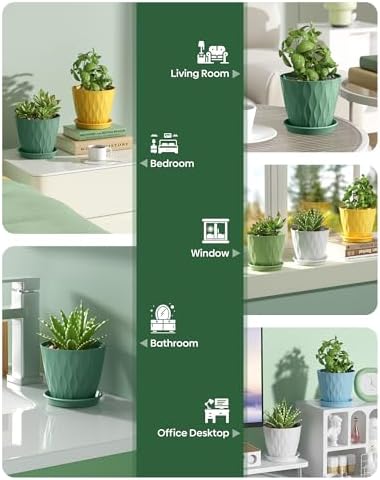 6 Pack Plant Pots with Drainage Holes, 4 Inch Plastic Indoor Flower Pots, Succulent Pots for Orchids, Violets, Succulents, Herbs and Other Small Plant, White - Image 5