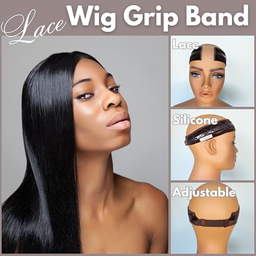 LIT UNICORNS Wig Grip Band with Silicone | Non-Slip to Keep Wig in Place | Premium Adjustable Velvet Gripper for Lace Front Wigs (Brown) - Image 6