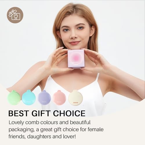 RHOS Compact Foldable Hair Brush with Mirror for Women, Men & Kids - Small Pocket & Portable Travel Brush (Beige) - Image 6