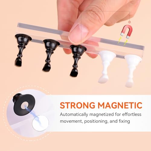 Makartt Press on Nails Stand: Black and White Nail Holder for Painting Nails, Stands for Art Display Practice, Magnetic Fake Holders with 1M Double-Sided Tape DIY Home Salon Use - Image 2