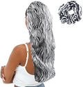 Extra Large Satin Bonnet for Women, Double-Layer Silky Sleep Cap, Long Hair Bonnet with Tie Band for Braids/Curly/Long Hair (Zebra Pattern) by senthair