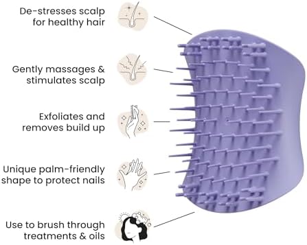 Tangle Teezer Scalp & Shampoo Brush to Exfoliate & Massage, Lavender Purple - Image 3