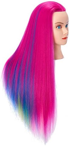 26-28'' Mannequin Head Yaki Synthetic Fiber Hair Styling Training Head Dolls for Cosmetology Manikin Maniquins Practice Head with Stand (6611W0320) - Image 5