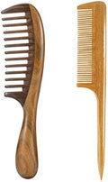 Louise Maelys 2 Pack Wooden Hair Combs, Wide Tooth And Tail Comb by LouiseMaelys