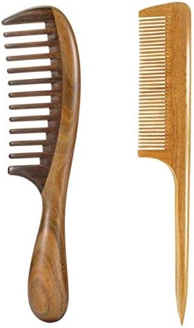 Louise Maelys 2 Pack Wooden Hair Combs, Wide Tooth And Tail Comb by LouiseMaelys