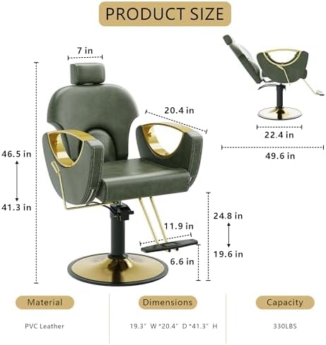 Reclining Salon Chair for Hair Stylist,Heavy Duty Hair Barber Chair - Image 3