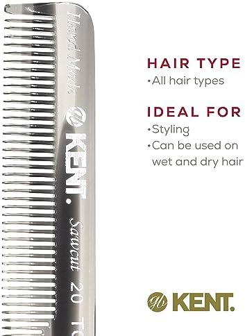 Kent 20T Black Graphite Handmade Folding Pocket Comb for Men, Fine Tooth Hair Comb Straightener for Everyday Grooming Styling Hair, Beard or Mustache, Use Dry or with Balms, Saw Cut, Made in England - Image 6
