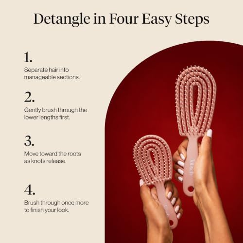 Kitsch Flexi Flow Duo Detangler Brush, Hair Brushes For Women - Terracotta - Image 7