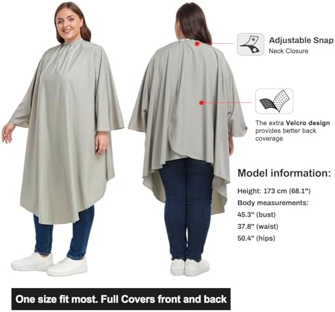 Professional Barber & Salon Cape with Sleeves | Large Hair & Water Repellent Cutting Cape with Adjustable Snaps - Image 3