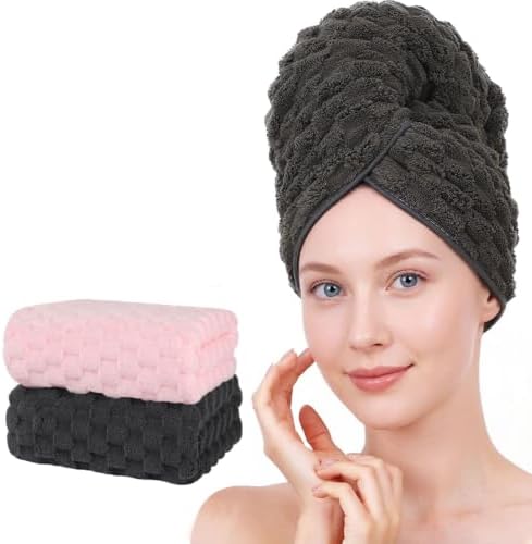 Super Soft Microfiber Hair Towels 2-Pack Lage Size (24x42 inch) for Women by BEELVTIFL