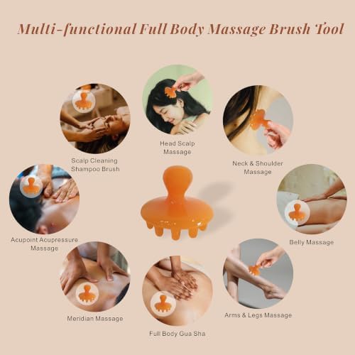 Scalp Massage Brush Meridian Acupuncture Massager Head Scrubber Tool Yellow - Image 5