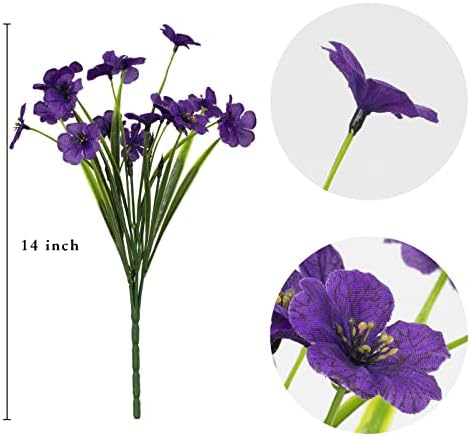 LikSoor 21 Bundles Artificial Outdoor UV Resistant Flowers No Fade Fake Outside Flowers Plastic Greenery Faux Shrubs Garden Porch Window Box Home Decoration(Purple) - Image 6