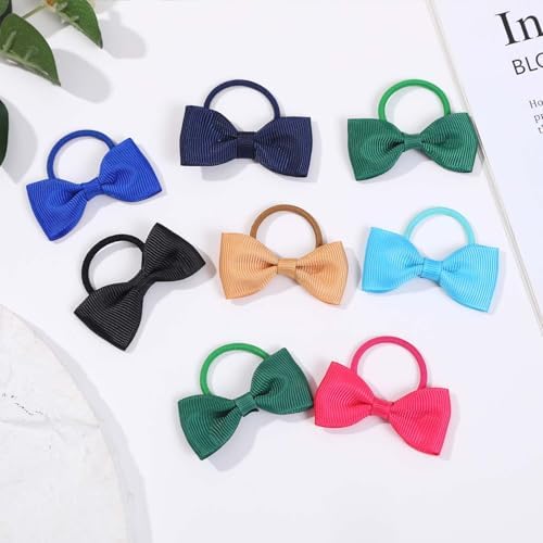 40Pcs Baby Hair Ties with Bows Elastic Ponytail Holders Small Hair Accessories for Kids Toddlers Infants (Mixed color 1) - Image 4