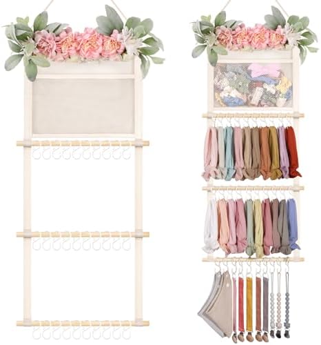 POVETIRE Headband Holder Hair Bows Organizer for Girls, 4-Layer Hair Accessories Display Storage Wall Hanging Decor for Baby Nursery Toddler Girls Room by POVETIRE