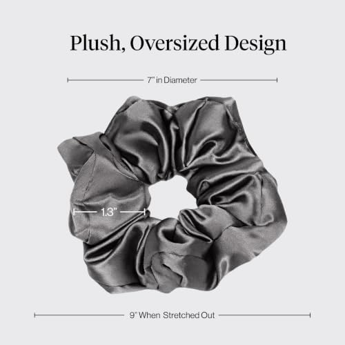 Kitsch Pillow Satin Scrunchies for Women -Blush/Charcoal, 2pcs - Image 6