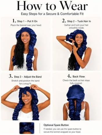 Double Layer Slik Like Satin Bonnet, 33-43" XXL Bonnet for Braids Long Hair - Image 6