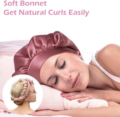 Heatless Curls Overnight Headband, 70'' No Heat Hair Curlers with Hair Bonnet for Sleeping, Light Pink - Image 2