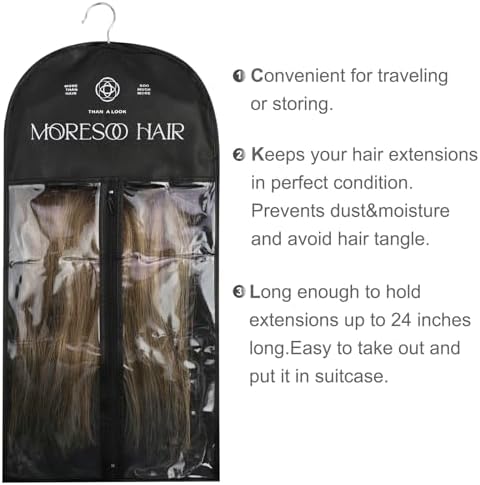 Moresoo Hair Extension Storage Bag with Hanger, Black - Image 5