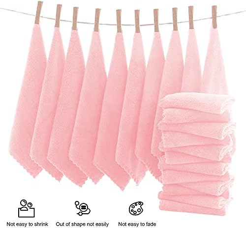 MOONQUEEN Ultra Soft Premium Washcloths Set - 12 x 12 inches - 24 Pack - Quick Drying - Highly Absorbent Coral Velvet Bathroom Wash Clothes - Use as Bath, Spa, Facial, Fingertip Towel (Pink) - Image 3