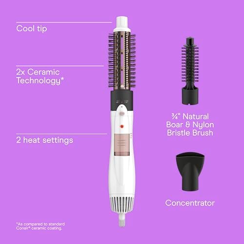 Conair Hot Air Brush, Double Ceramic, 3-in-1, Interchangeable - Image 2