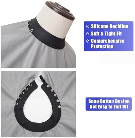 Professional Salon Barber Cape, Waterproof Polyester Hair Cutting Cape, Silicone Neckline, Snap Button Colla, Extra Large - Image 4