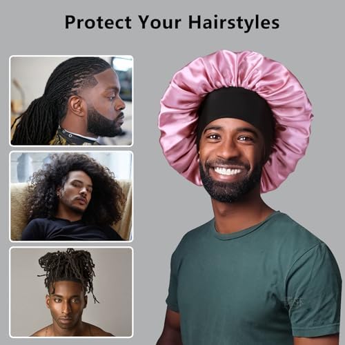 2pcs Bonnets for Men, Double Layer Hair Bonnet Satin Bonnet for Women Curly Hair Braids - Image 4