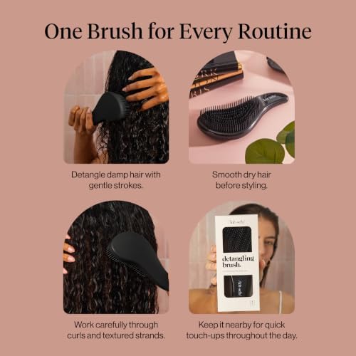 Kitsch Detangler Brush – Gentle Curly Hair Brush All Hair Types - Black - Image 6
