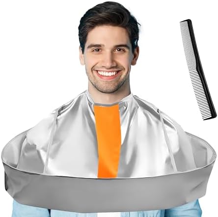 Hair Cutting Barbers Cape, Haircut Umbrella Capes for Adults Kids, Adjustable Hairdressing Apron Cape for Hair Cutting (Includes 1PCS Black Comb) by Wsevinn