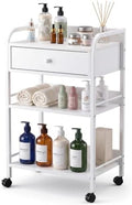 Nuanchu Salon Trolley Cart with Wheels and Drawer, 3 Tier Wooden Storage by Nuanchu