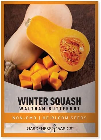 Gardeners Basics, Butternut Squash Seeds for Planting - Waltham Heirloom Non-GMO Winter Storage Vegetable Plant for Home Garden Vegetables Makes a Great Gift for Gardening by GardenersBasics